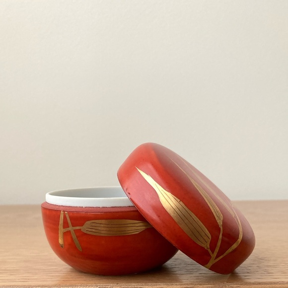 japanese ceramic terracotta red jewelry gift box trinket holder vintage pottery - Picture 4 of 8